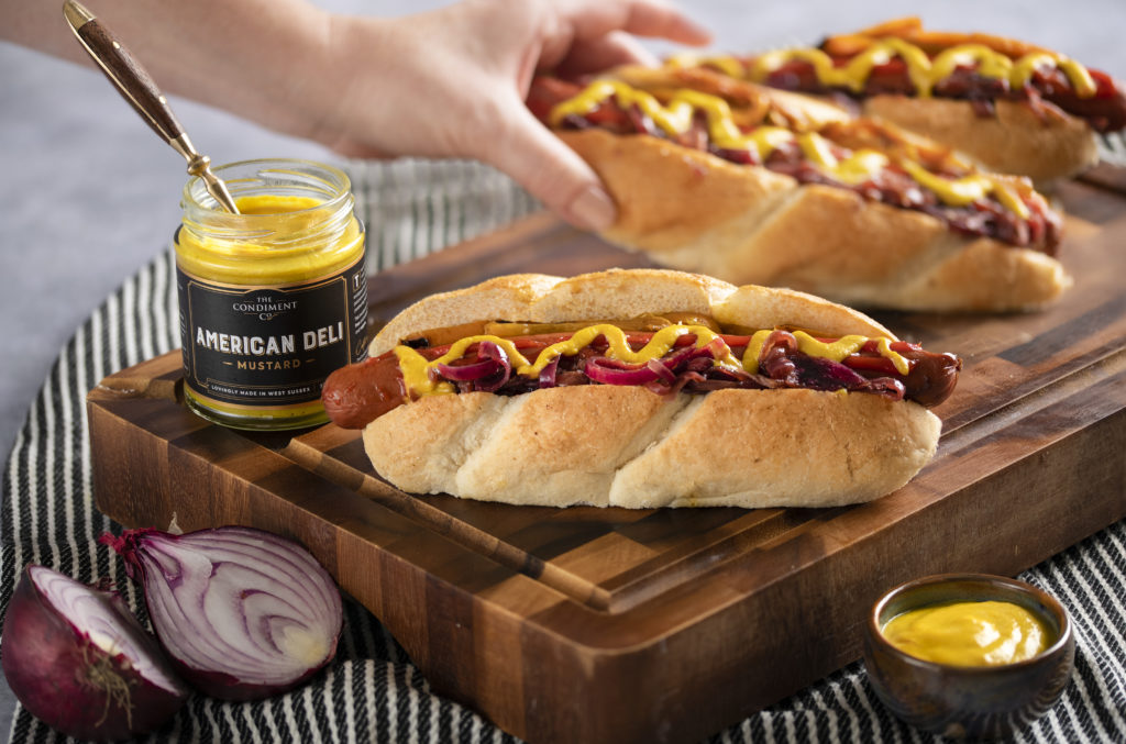 Hot dogs with American Mustard by the Condiment Co