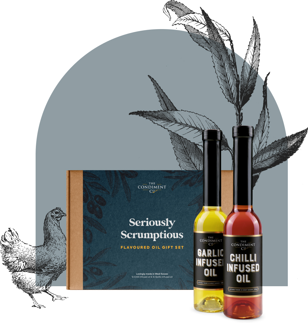 Chilli and Garlic Infused oils gift set by the Condiment Co